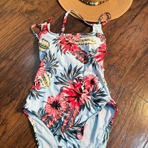 Kona Sol Red and Blue One Piece Swimsuit Vibrant Design